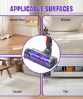 Upgrade Vacuum Brush Roller Head For V7 To V15 Cordless Vacuums Quick Release Motor Head Replacement on various floors