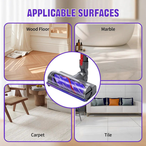 Upgrade Vacuum Brush Roller Head For V7 To V15 Cordless Vacuums Quick Release Motor Head Replacement on various floors