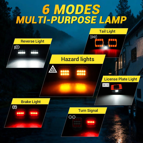NOVCAPAR wireless trailer light kit by Amazon; magnetic mount; collage shows LED brake, tail, turn and license plate.