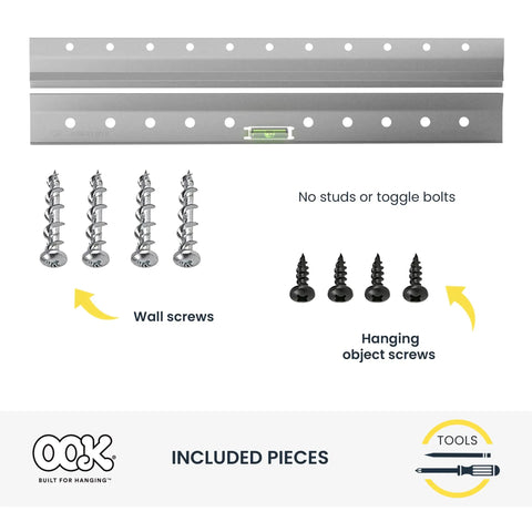 French Cleat Picture And Mirror Hanger Kit With Hardware 60 Lb Aluminum 7 Piece set with screws and level for secure mounting