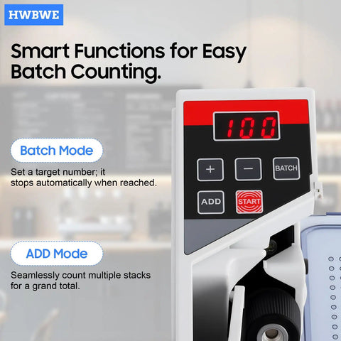 Ultra Portable Money Counter For Bills Mini Cash Counter Multi Currency 600 Bills Per Minute With UV And WM Detection.