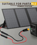 Beefy 10AWG MC4 To XT60 Solar Panel Cable Adapter For Portable Power Stations And RV Generators connected to solar panel