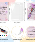 24 Color Beadable Ballpoint Pens Set With 4 In 1 Ink Switch, axolotl-themed, dimensions and features displayed