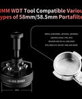 58mm WDT Tool For Espresso Distribution With Magnetic Base For Baristas, Adjustable Depth Needle Distributor next to portafilter