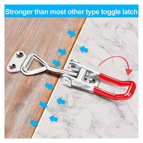 Five Piece Adjustable Toggle Clamp Latches Heavy Duty Holding Clamps For Smoker Lid Jig Tool Box Case Pull Latch With Secure Closure And Stable Clamping During Bumps And Vibration, stainless steel clamp close-up