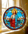 DIY 135 Piece Acrylic Suncatcher Jigsaw Puzzle Kit for Windows and Garden Decor, 7.3 Inch Stained Glass Style Sun Catcher