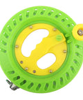 Heavy Duty Fishing Kite Line Spool 22cm ABS Plastic Winding Reel Holder with ergonomic handle in green and yellow color.