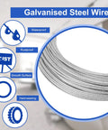 Heavy Duty Batting Cage Netting Wire Tension Kit For 55Ft Cages, showcasing waterproof and rustproof galvanized steel wire