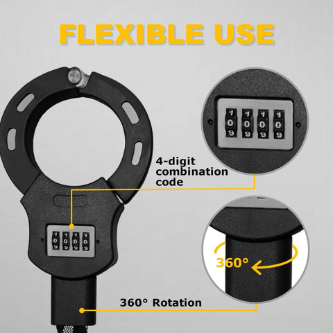 Heavy Duty Scooter Lock Up With 36.6 Inch Security Chain Anti Theft Handcuff Design 4 Digit Combination Anti Scratch Steel Outdoor Lock For E Scooter E Bike Bicycle And Motorbike