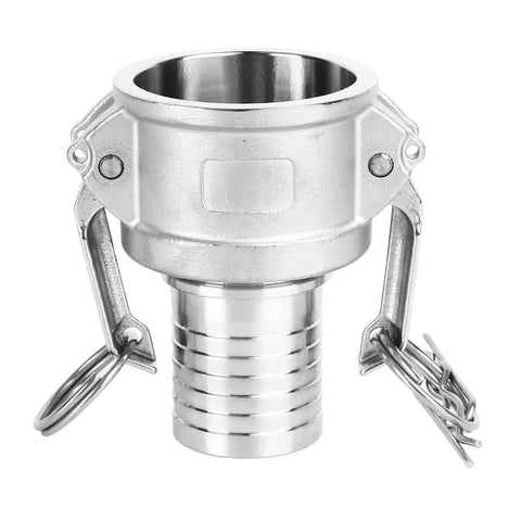 Heavy Duty 304 Stainless Steel Camlock Fitting For A Snappy Quick Hook Up 1.5 Inch Hose Coupling showing C Type Female Coupler.