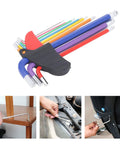 Solid Durability Hex Wrench Set Includes Nine Tough CR V Steel Keys With Anti Slip Texture And Multi Color Coding Plus Precision Chamfered Ends For All Your Furniture Assembly Small Appliance Repair And Heavy Mechanical Work Right Out The Box.
