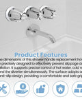 Three Piece Bathtub And Shower Knob Replacement Kit Compatible With Danco And Gerber Fixtures installed with chrome handles