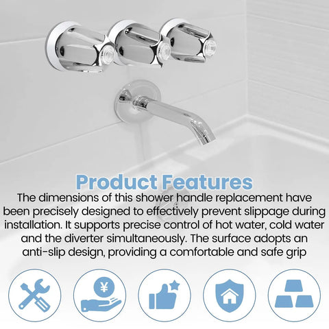 Three Piece Bathtub And Shower Knob Replacement Kit Compatible With Danco And Gerber Fixtures installed with chrome handles