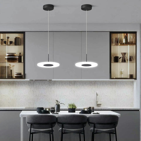 Dope Modern Black Pendant Lights Set Of 3 With LED 6000K Cool White Ceiling Fixtures for kitchen island