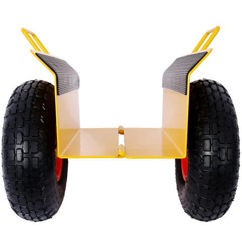 Rock Solid Heavy Duty Slab Cart With 10 Inch Pneumatic Tires And 600 Pound Capacity front view showing large wheels and sturdy frame.