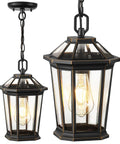 Outdoor Pendant Lights For Porch And Entryway Waterproof Anti Rust Exterior Lanterns in black gold aluminum with glass