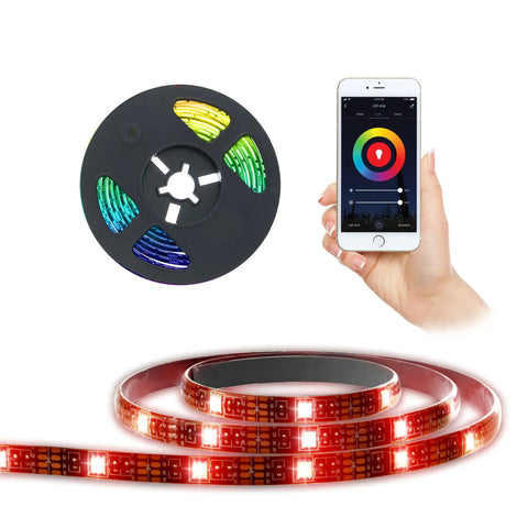 Smart Multicolor LED Light Strip 6.5 Feet With App Control And Dimmable Color Changing Lighting for home ambience with smartphone app.