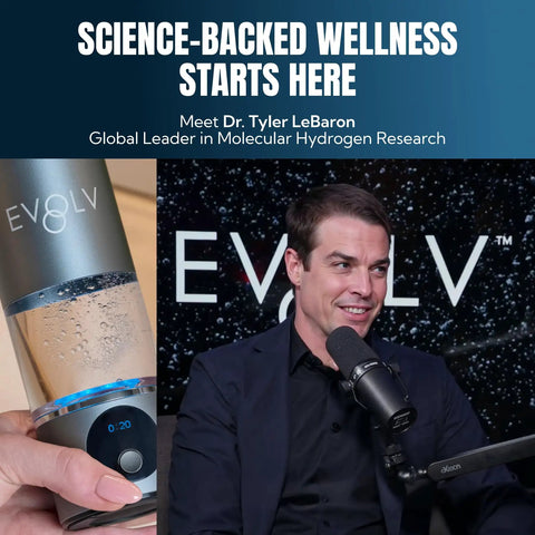 Hydrogen Water Bottle Generator With SPE PEM Tech Delivers 5.4 PPM Hydrogen next to person speaking.