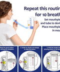 Person using High Capacity 5000ml Lung Breathing Exercise Device With Flow Rate Indicator, Deep Breathing Trainer for at-home breathwork.