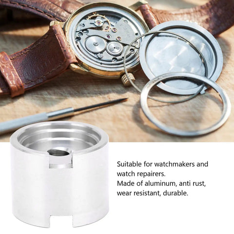 Stainless Steel Watch Movement Holder Tool for 2824 2892 2813 8200 Movements with open watch backplates and screwdriver