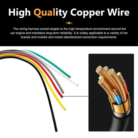 High quality copper wire harness for 2-Pack 6-Pin Throttle Body Pigtail TPS Repair Connector Kit, heat-resistant and waterproof.