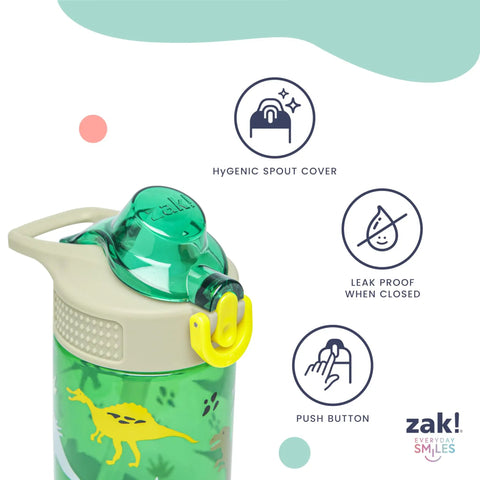 Marvel Spider Man 16 Oz Kids Water Bottle With A Kid Approved Leak Proof Straw And Super Tough Break Resistant Plastic That Hits Different And Stays Dishwasher Safe For Daily Adventures, showing close-up of spout cover, leak proof design, and push button.