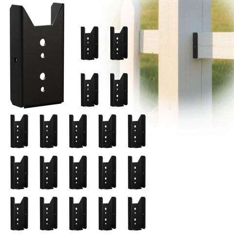 20-Piece 2x4 Fence Brackets For Wood Deck Rail To Post, Heavy Duty Steel, Black Powder Coated, 18 Gauge, With Pre-Drilled Screw Holes, Durable Deck Railing Connectors For Outdoor Use
