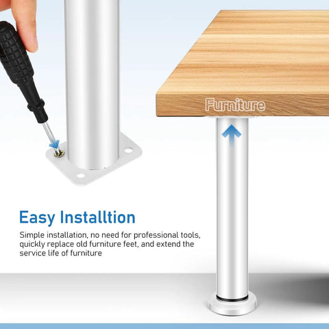 Adjustable Furniture Legs Replacement Kit For Sofa Tables Beds And Cabinets, Heavy Duty Steel Support Feet With Floor Protection