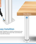 Adjustable Steel Furniture Legs Replacement Feet For Cabinets And Tables Heavy Duty Telescopic Risers Easy Install High Load