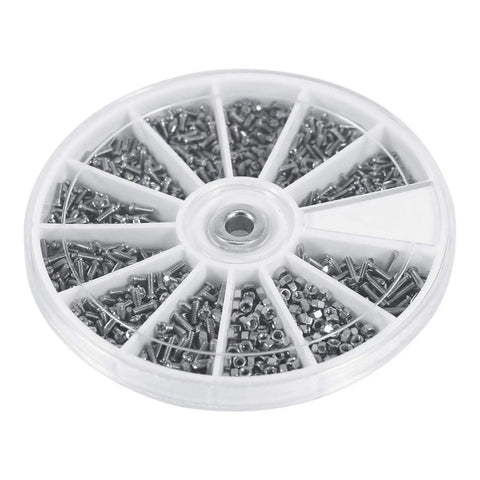 600 Pcs Stainless Steel Screws And Nuts Set In 12 Kinds For Watches And Glasses M1 To M1.6 Full Thread Plastic Box