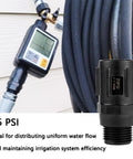 Two-pack garden hose pressure regulator, 25 PSI, 3/4 in FHT to 3/4 in MHT, for drip irrigation, black plastic