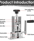 Product introduction of Heavy Duty Drill Powered Wire Stripper Machine For Copper Scrap Recycling and Electrical Work with details on components.