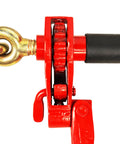 Close-up of handle and ratchet of 4 Pack Folding Handle Load Binder With 2 Grab Hooks For 5/16-3/8 Grade 70 Transport Chain Heavy Duty