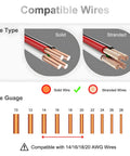Three Way T Tap Wire Splitter Connectors For 16-20 AWG Low Voltage Wiring compatibility chart with solid and stranded wires