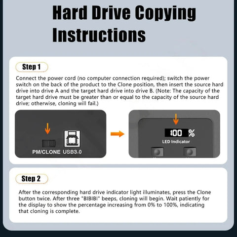Hard Drive Copying Instructions for Five Bay Hard Drive Enclosure Copier Box For Offline Cloning Sata Ssd And Hdd Delivering 5Gbps Through Usb 3.0.
