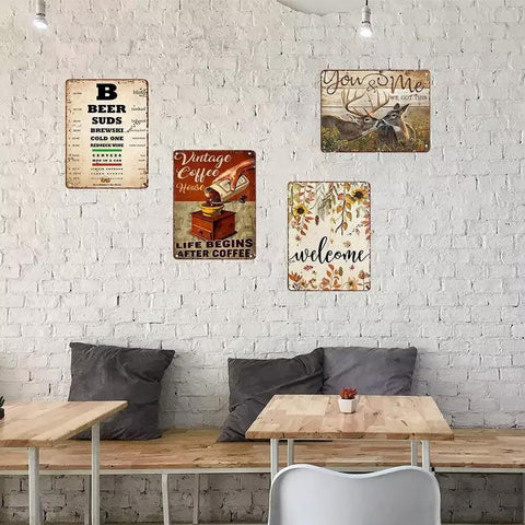 Retro Metal Tin Sign 12 By 16 Inches Vintage Wall Decor Ocean Rowing Theme With Animal Motifs for outdoor parties and rooms.