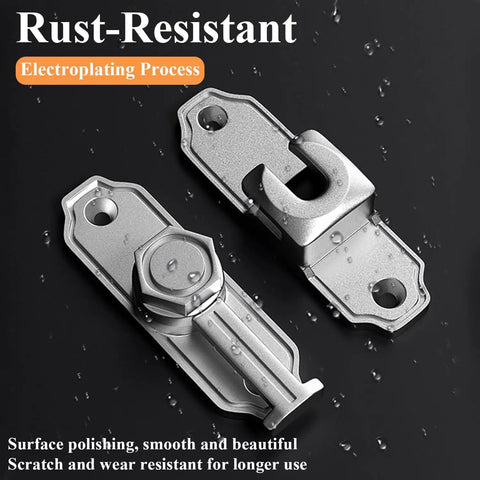 Wopanxye Flip Gate Latch for Barn Door, 360 Degree Rotary Hasp, close-up view of rust-resistant zinc alloy latch.