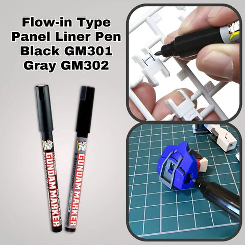 Pro Grade Panel Lining Markers Pour Type GM301 Black GM302 Gray With Eraser Pen GM300 Flow In Kit for model detailing