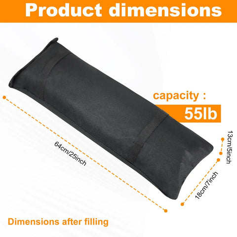 Heavy Duty Sandbags For Outdoor Umbrella Base Set Of 2, Weatherproof Sunshade Weights, 25 inch length, 55 lbs capacity