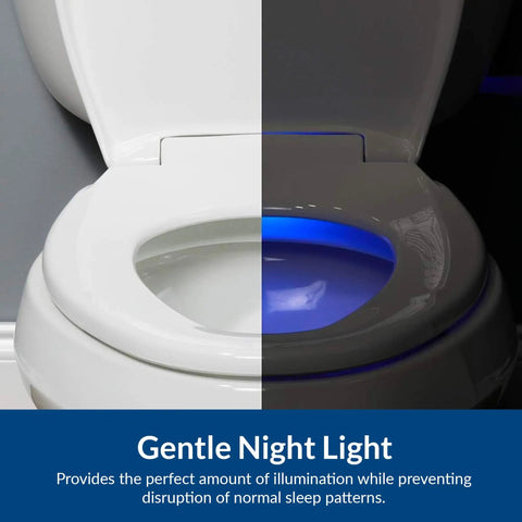 Radiance Cozy Heated Night Light Toilet Seat With Slow Close and Adjustable Fit Round White Plastic Seat 3 Temperature
