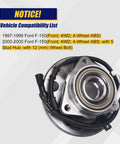 Drop In Front Wheel Bearing And Hub Assembly For Ford F150 1997 1998 1999 2000 4WD With ABS 5 Lug 12mm Wheel Bolt Front Position