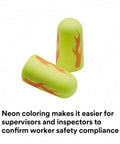 Neon Yellow E A Rsoft Foam Ear Plugs 200 Pairs Box NRR 33 for industrial safety, showing flame design and neon color.