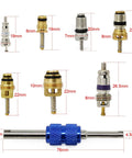 40-piece automotive AC valve cores set for R12/R134a with blue knurled removal tool
