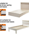 Diagram showing Savoy Bed Rail Guard compatibility with flat bed bases and incompatibility with recessed bed frames.