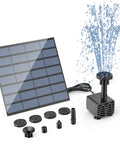 DIY Solar Water Pump Kit For Outdoor Water Features With Six Nozzles, solar panel and pump spraying water