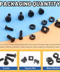 Badass M5 M6 Cage Nuts Kit With Screws Contains 80 Pieces Of Heavy Duty Black Fasteners displaying screws, square nuts, and washers.