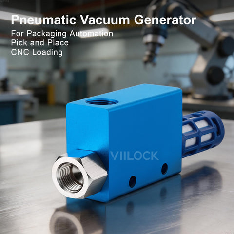 Pro-Grade Pneumatic Vacuum Ejector With Silencer And Aluminum Air Exhaust Valve For Industrial Automation CV-10 on metal table