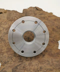Heavy Duty 3 Inch Wood Lathe Steel Faceplate With 1-8 TPI Thread, Eight Mounting Holes on wood surface