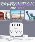 All In One International Power Strip With USB C And Four USB Ports EU UK US Plug Adapter Three AC Outlets Wall Mountable