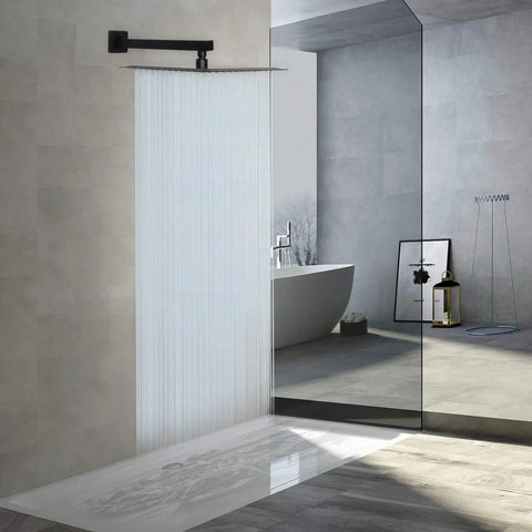 High Pressure Square Shower Head With 16 Inch Arm Matte Black Stainless Steel Rainfall Waterfall For Full Body Coverage